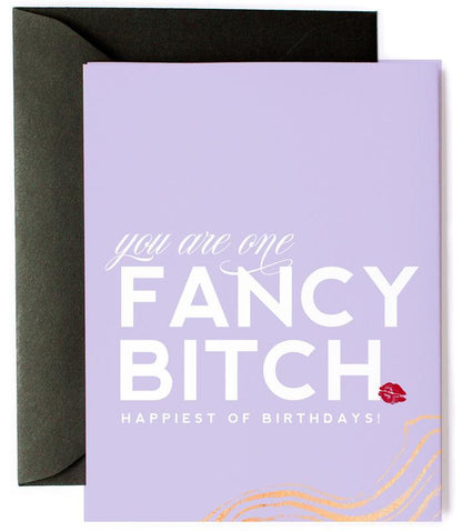 Fancy Bitch, Funny Birthday Greeting Card for Your BFF | Stylish Purple Birthday Card for Her | Sweary Bday Card Sarcastic Extra Friend