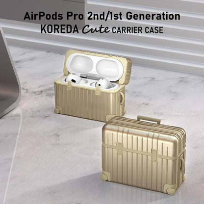 Airpods Pro 2 Case Cover, KOREDA Funny Suitcase Design Case for Airpods Pro 2Nd Generation/1St Generation (2023/2022/2019), Cute Fashion Protective Hard Case for Women Men with Keychain