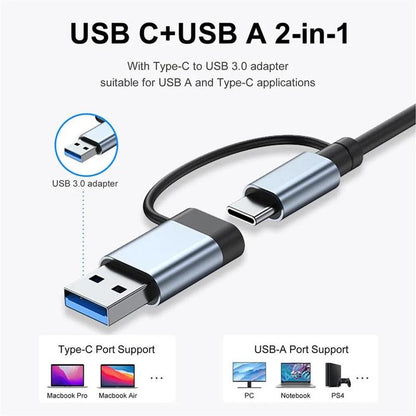 USB C 8 in 1 Adapter, USB Extender with 4 USB Ports, USB Hub SD/TF Card Reader, Multiport Adapter for Smartphone, Laptop, Ipad Pro, Switch