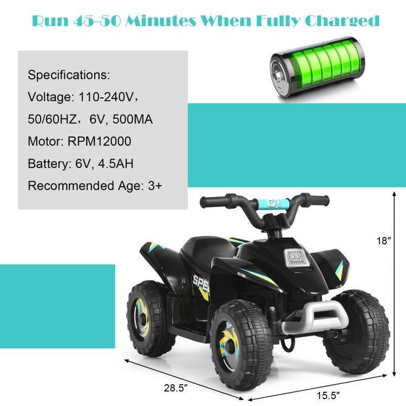 Costway-6V Kids Electric ATV 4 Wheels Ride-On Toy，Children'S Gifts for Christmas