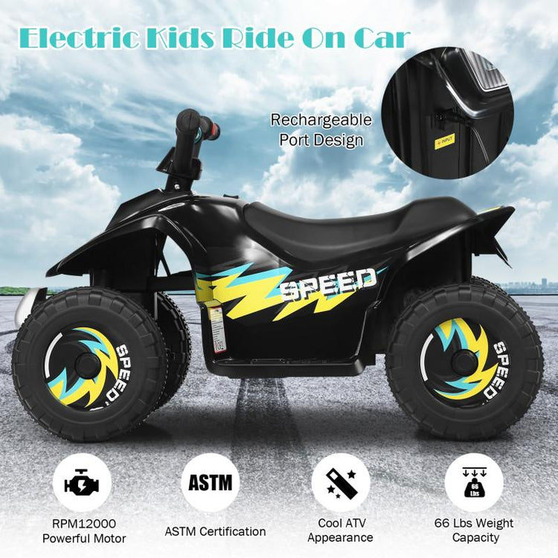 Costway-6V Kids Electric ATV 4 Wheels Ride-On Toy，Children'S Gifts for Christmas