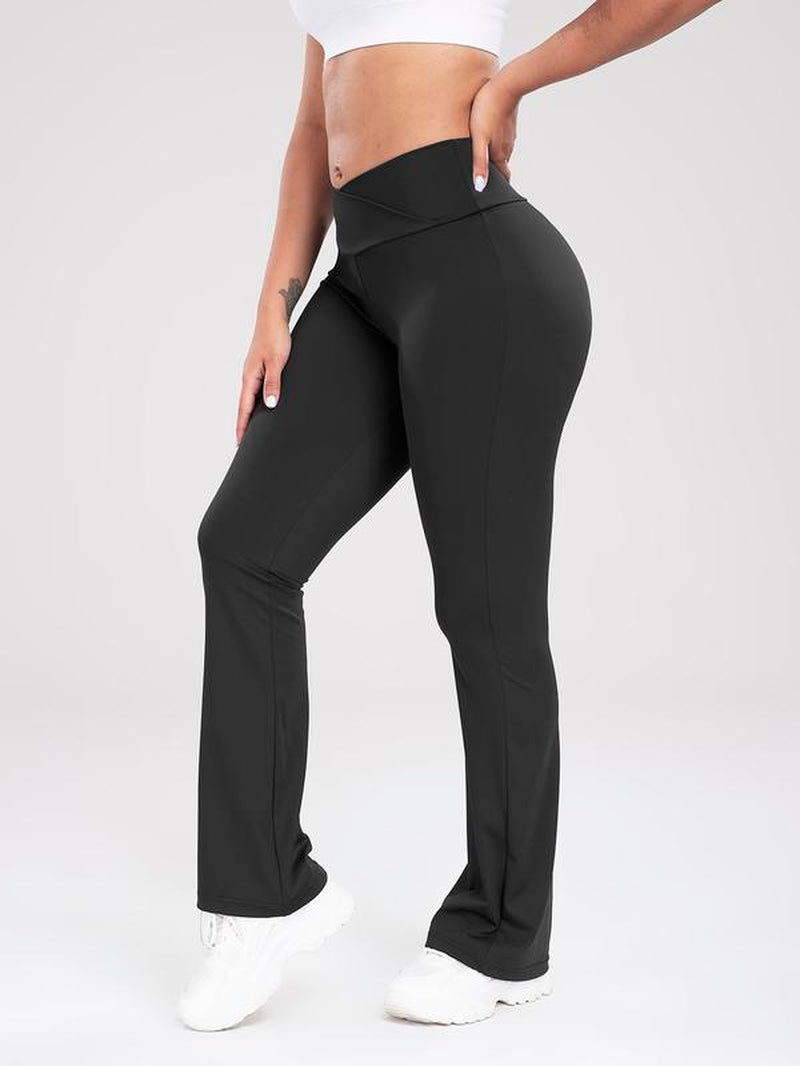 Flare Leggings for Women with Tummy Control Crossover High Waisted Yoga Pants