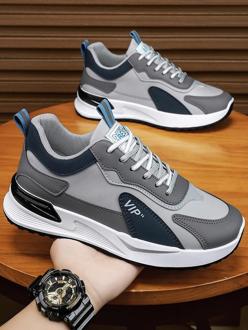 Men'S Sporty Lace up Running Shoes, Casual Comfortable Breathable Sneakers, Fashionable Sneakers for Daily Wear