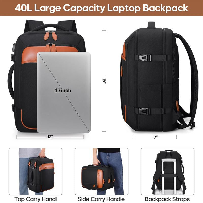 42L Travel Laptop Backpack with 4 Packing Cubes, Carry on Luggage, Flight Approved Backpack, Business anti Theft Weekender Bags for Women Men, Water Resistant Expandable Backpacks