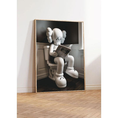 Kaws on the Toilet, Hypebeast Single Poster No Framed, KAWS Graffiti Poster, Kaws Figure Sitting on the Toilet ,Toys