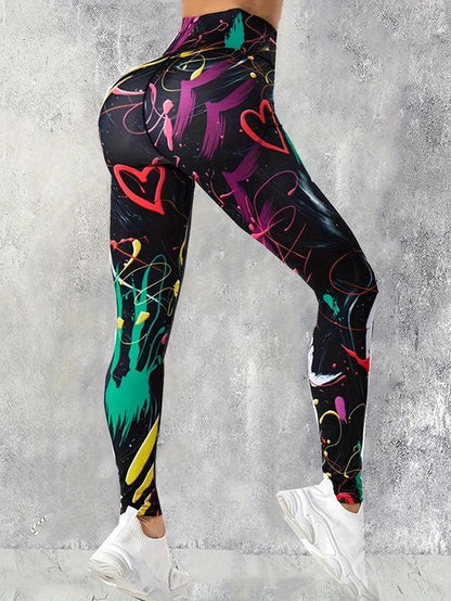 Women'S High Waist Sports Leggings, All over Print Seamless Yoga Skinny Pants, Ladies Sportswear Clothing for Indoor Outdoor Wear