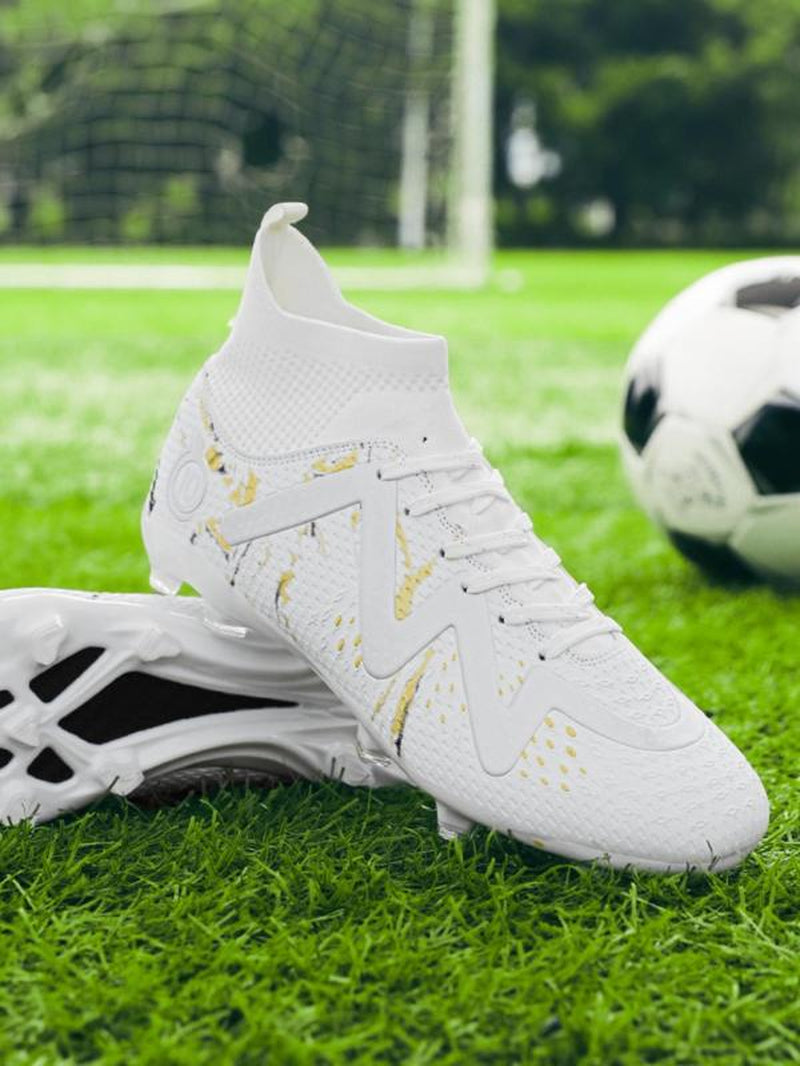 Sporty Unisex'S All over Print Football Shoes, 2024 Football Equipment, Sport Spiked High Top Lace up Cleats, Soccer Shoes for Women Men